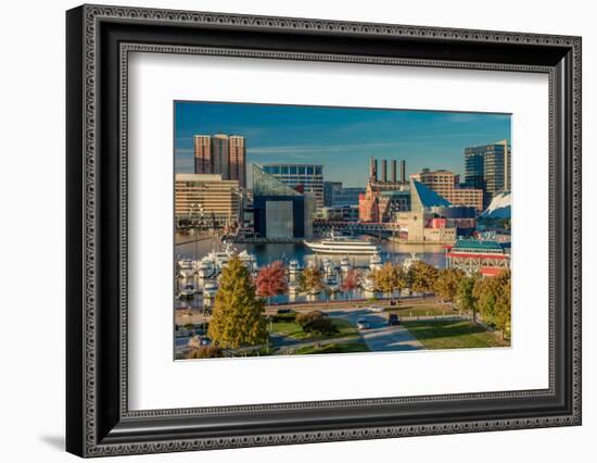 Panoramic view of Baltimore Inner Harbour, Maryland - shot from Federal Park Hill-null-Framed Photographic Print