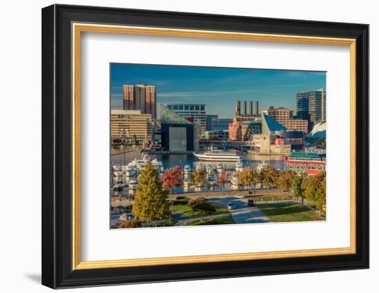 Panoramic view of Baltimore Inner Harbour, Maryland - shot from Federal Park Hill-null-Framed Photographic Print