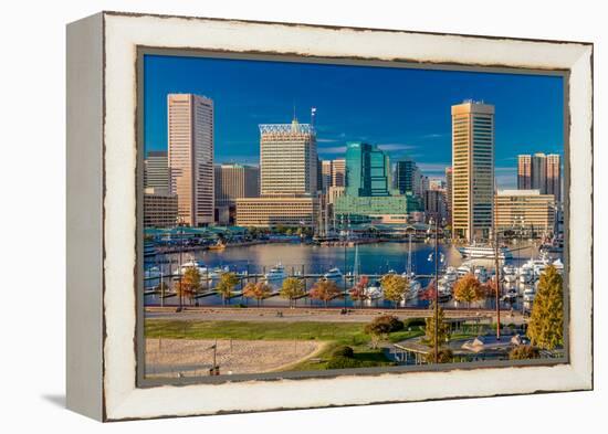 Panoramic view of Baltimore Inner Harbour, Maryland - shot from Federal Park Hill-null-Framed Premier Image Canvas