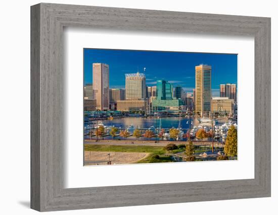 Panoramic view of Baltimore Inner Harbour, Maryland - shot from Federal Park Hill-null-Framed Photographic Print