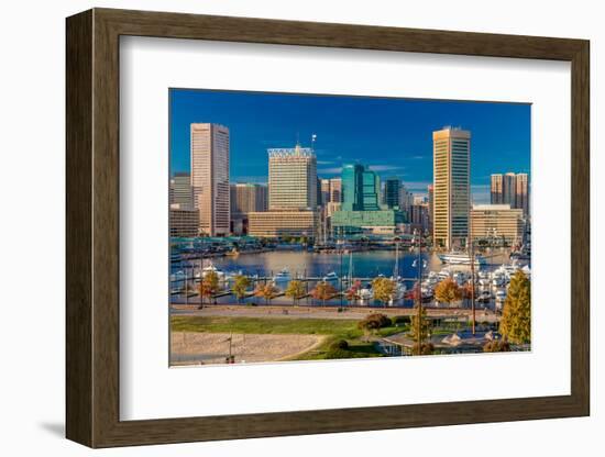 Panoramic view of Baltimore Inner Harbour, Maryland - shot from Federal Park Hill-null-Framed Photographic Print