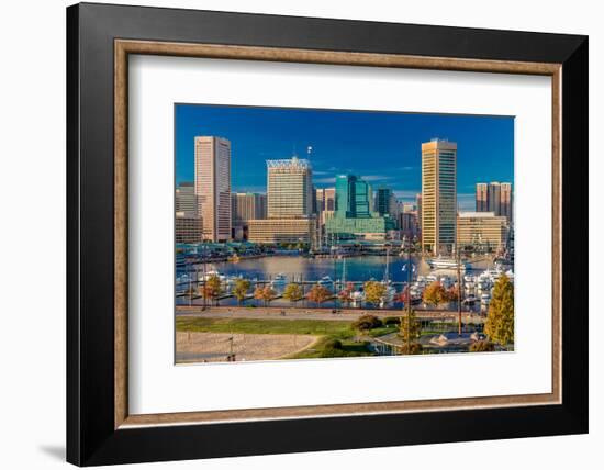 Panoramic view of Baltimore Inner Harbour, Maryland - shot from Federal Park Hill-null-Framed Photographic Print