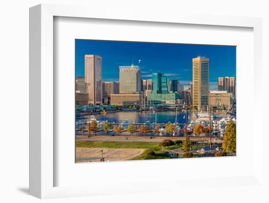 Panoramic view of Baltimore Inner Harbour, Maryland - shot from Federal Park Hill-null-Framed Photographic Print