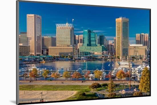 Panoramic view of Baltimore Inner Harbour, Maryland - shot from Federal Park Hill-null-Mounted Photographic Print