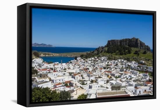 Panoramic View of Beautiful Lindos Village with its Castle (Acropolis)-Michael Runkel-Framed Premier Image Canvas
