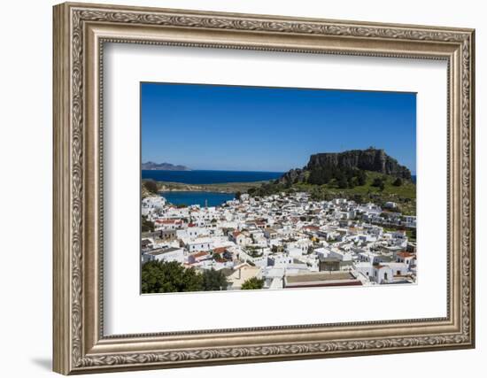 Panoramic View of Beautiful Lindos Village with its Castle (Acropolis)-Michael Runkel-Framed Photographic Print