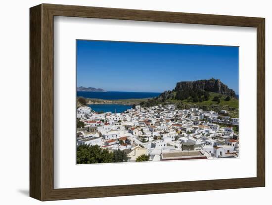 Panoramic View of Beautiful Lindos Village with its Castle (Acropolis)-Michael Runkel-Framed Photographic Print