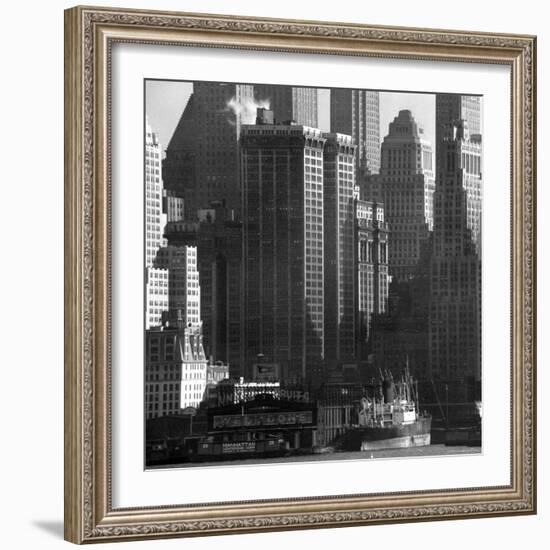 Panoramic View of Buildings in Lower Manhattan Taken from the New Jersey Banks of the Hudson River-Andreas Feininger-Framed Photographic Print