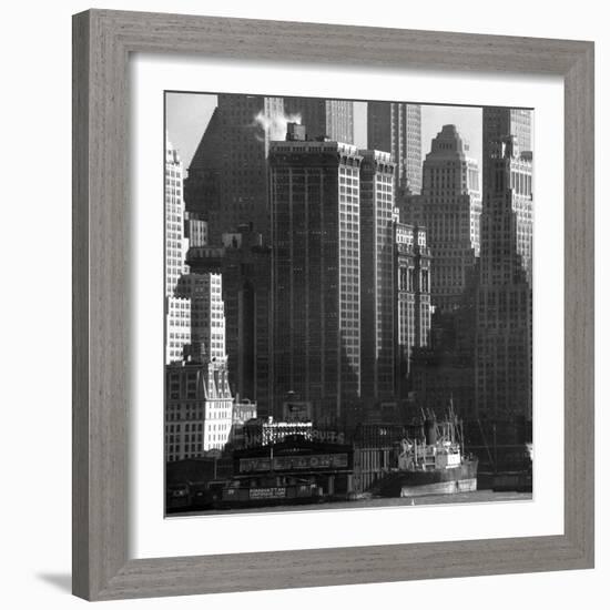 Panoramic View of Buildings in Lower Manhattan Taken from the New Jersey Banks of the Hudson River-Andreas Feininger-Framed Photographic Print