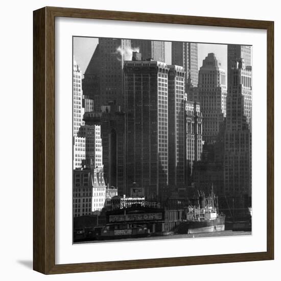 Panoramic View of Buildings in Lower Manhattan Taken from the New Jersey Banks of the Hudson River-Andreas Feininger-Framed Photographic Print