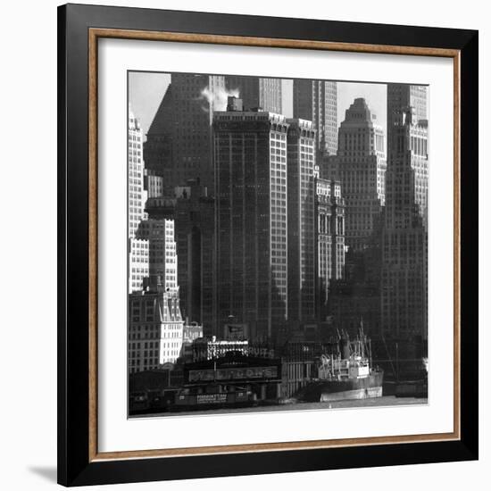 Panoramic View of Buildings in Lower Manhattan Taken from the New Jersey Banks of the Hudson River-Andreas Feininger-Framed Photographic Print