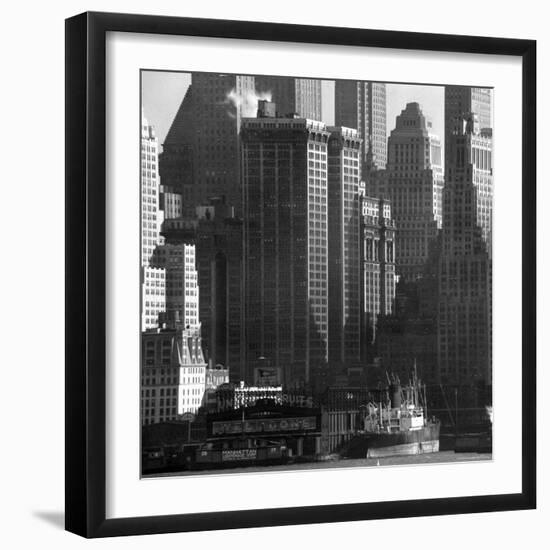 Panoramic View of Buildings in Lower Manhattan Taken from the New Jersey Banks of the Hudson River-Andreas Feininger-Framed Photographic Print