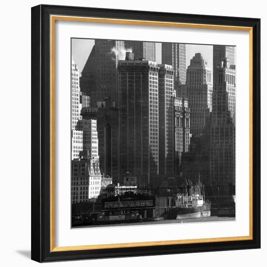 Panoramic View of Buildings in Lower Manhattan Taken from the New Jersey Banks of the Hudson River-Andreas Feininger-Framed Photographic Print