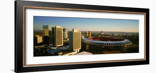 Panoramic view of Busch Stadium and St. Louis, MO skyline at sunset-null-Framed Photographic Print