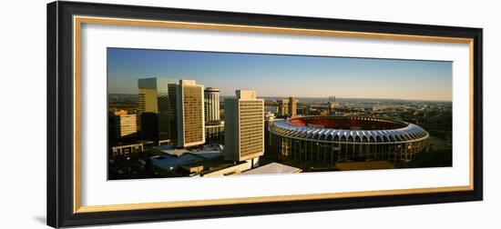 Panoramic view of Busch Stadium and St. Louis, MO skyline at sunset-null-Framed Photographic Print