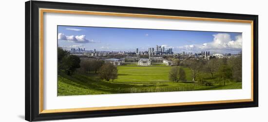 Panoramic View of Canary Wharf, the Millennium Dome, and City of London-Charlie Harding-Framed Photographic Print