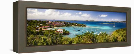 Panoramic View of Cruz Bay Harbor, St John, USVI-George Oze-Framed Premier Image Canvas