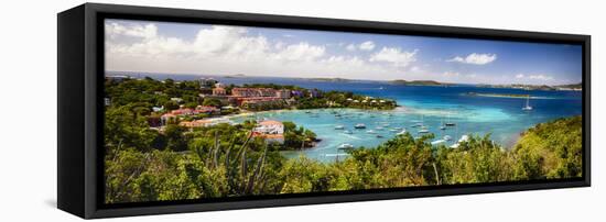 Panoramic View of Cruz Bay Harbor, St John, USVI-George Oze-Framed Premier Image Canvas