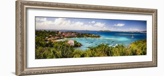 Panoramic View of Cruz Bay Harbor, St John, USVI-George Oze-Framed Photographic Print