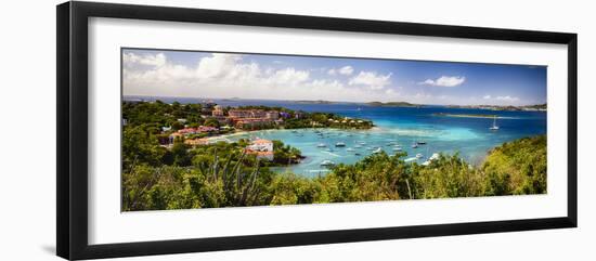 Panoramic View of Cruz Bay Harbor, St John, USVI-George Oze-Framed Photographic Print