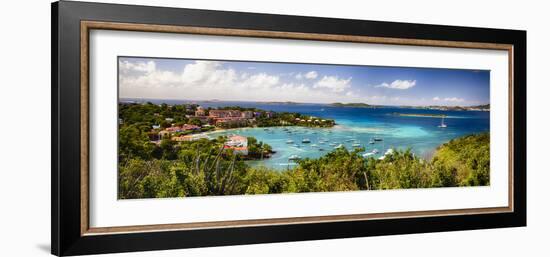 Panoramic View of Cruz Bay Harbor, St John, USVI-George Oze-Framed Photographic Print