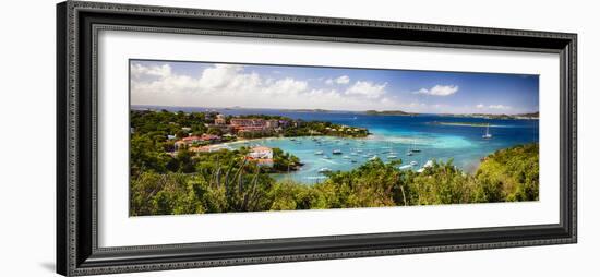 Panoramic View of Cruz Bay Harbor, St John, USVI-George Oze-Framed Photographic Print