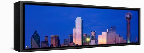 Panoramic View of Dallas, Tx Skyline at Night with Reunion Tower-null-Framed Stretched Canvas