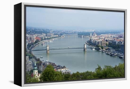 Panoramic View of Danube River and the Buda and Pest Sides of the City from the Citadel-Kimberly Walker-Framed Premier Image Canvas