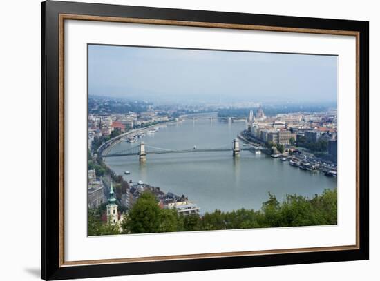 Panoramic View of Danube River and the Buda and Pest Sides of the City from the Citadel-Kimberly Walker-Framed Photographic Print