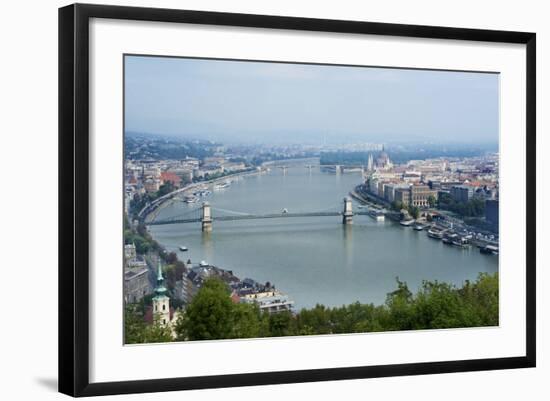 Panoramic View of Danube River and the Buda and Pest Sides of the City from the Citadel-Kimberly Walker-Framed Photographic Print