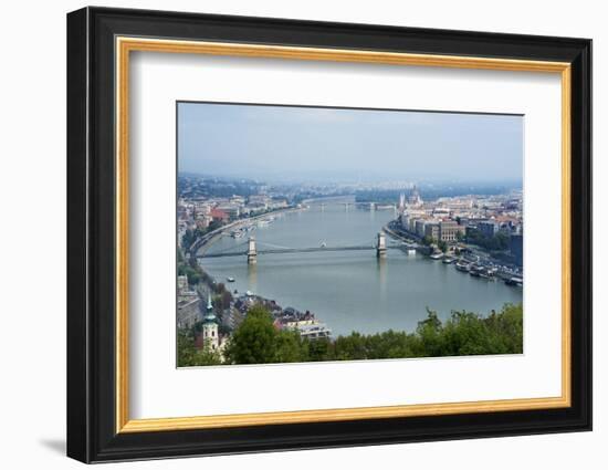 Panoramic View of Danube River and the Buda and Pest Sides of the City from the Citadel-Kimberly Walker-Framed Photographic Print
