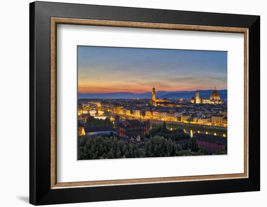 Panoramic view of Florence at sunset, Tuscany, Italy, Europe-Marco Brivio-Framed Photographic Print