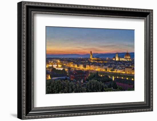 Panoramic view of Florence at sunset, Tuscany, Italy, Europe-Marco Brivio-Framed Photographic Print