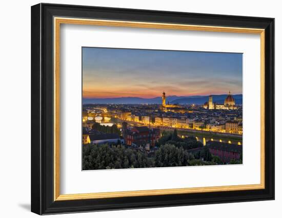 Panoramic view of Florence at sunset, Tuscany, Italy, Europe-Marco Brivio-Framed Photographic Print