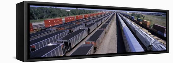 Panoramic View of Freight Cars at Union Pacific's Bailey Railroad Yards-null-Framed Stretched Canvas