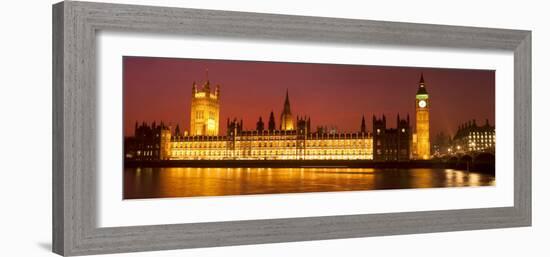 Panoramic View of Houses of Parliament at Sunset, Westminster, London, England-Jon Arnold-Framed Photographic Print
