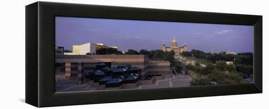 Panoramic View of Iowa State Capitol in Des Moines Iowa at Dusk-null-Framed Stretched Canvas