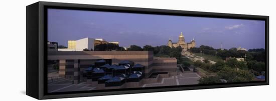 Panoramic View of Iowa State Capitol in Des Moines Iowa at Dusk-null-Framed Stretched Canvas