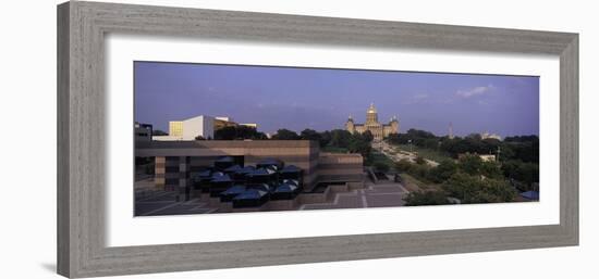 Panoramic View of Iowa State Capitol in Des Moines Iowa at Dusk-null-Framed Photographic Print