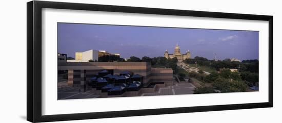 Panoramic View of Iowa State Capitol in Des Moines Iowa at Dusk-null-Framed Photographic Print