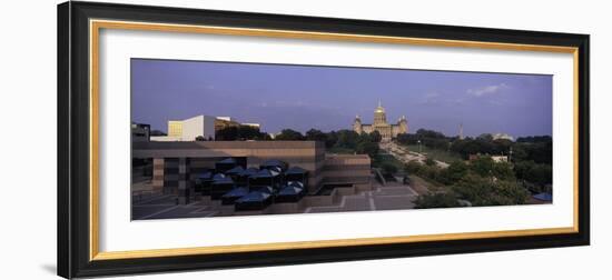 Panoramic View of Iowa State Capitol in Des Moines Iowa at Dusk-null-Framed Photographic Print