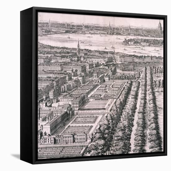 Panoramic View of London, 1720-Johannes Kip-Framed Premier Image Canvas