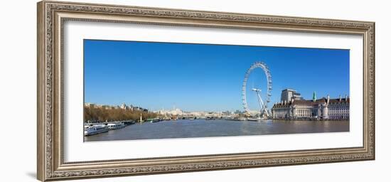 Panoramic view of London Eye, London County Hall building, River Thames, London, England-John Guidi-Framed Photographic Print