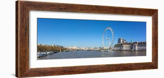 Panoramic view of London Eye, London County Hall building, River Thames, London, England-John Guidi-Framed Photographic Print