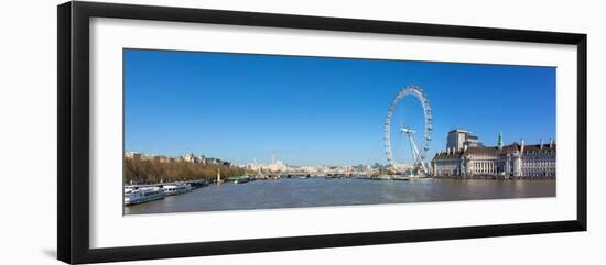 Panoramic view of London Eye, London County Hall building, River Thames, London, England-John Guidi-Framed Photographic Print