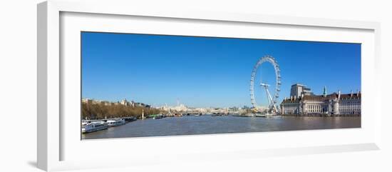 Panoramic view of London Eye, London County Hall building, River Thames, London, England-John Guidi-Framed Photographic Print