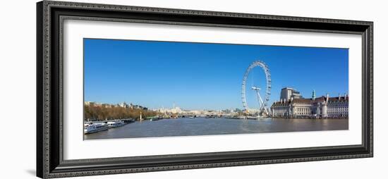 Panoramic view of London Eye, London County Hall building, River Thames, London, England-John Guidi-Framed Photographic Print