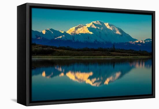 Panoramic view of Mount Denali, previously known as McKinley from Wonder Lake, Denali National P...-null-Framed Premier Image Canvas