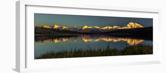 Panoramic view of Mount Denali, previously known as McKinley from Wonder Lake, Denali National P...-null-Framed Photographic Print