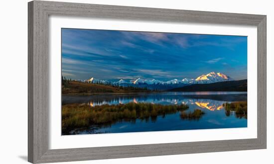 Panoramic view of Mount Denali, previously known as McKinley from Wonder Lake, Denali National P...-null-Framed Photographic Print